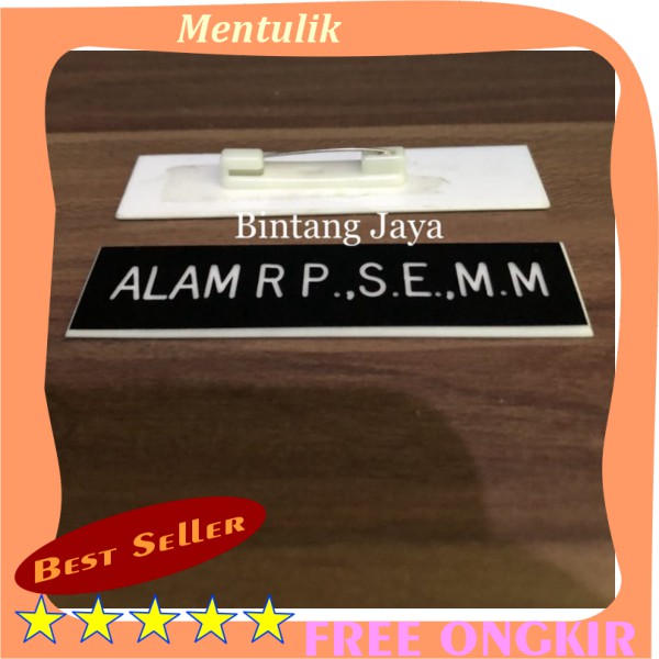 

Name Tag ID Card Papan Nama Dada Grafir Papan Gravo 2cm x 8cm Peniti Kwalitas Bagus