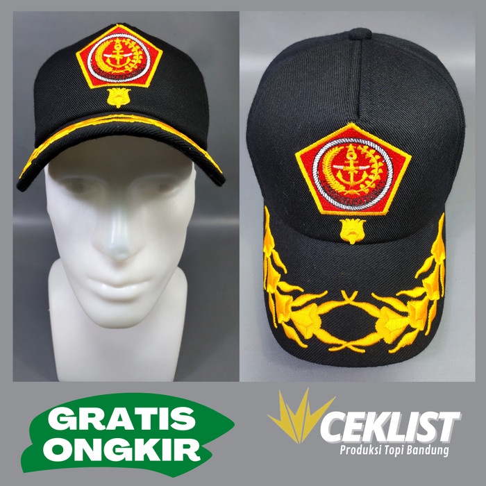 TOPI MABES TNI AD RAPHAEL WARNA HITAM PAMEN MELATI SATU