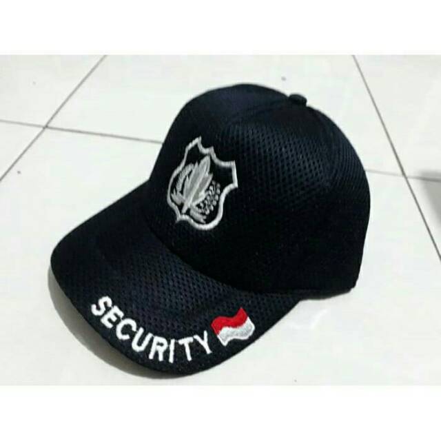 TOPI SECURITY - TOPI JARING SATPAM - TOPI SECURITY LOGO PUTIH