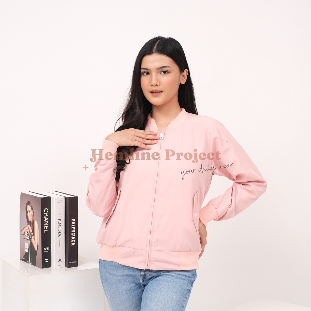 Gania Bomber Jaket Peach - Jaket Parasut Wanita