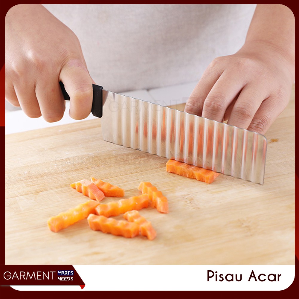 Pisau Acar Kentang Wortel Alat Potong Bergelombang Stainless Steel Timun Asinan Puding Kripik