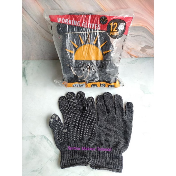 MATAHARI Sarung Tangan Kerja Kaos Bintik Hitam 5 Benang Working Gloves