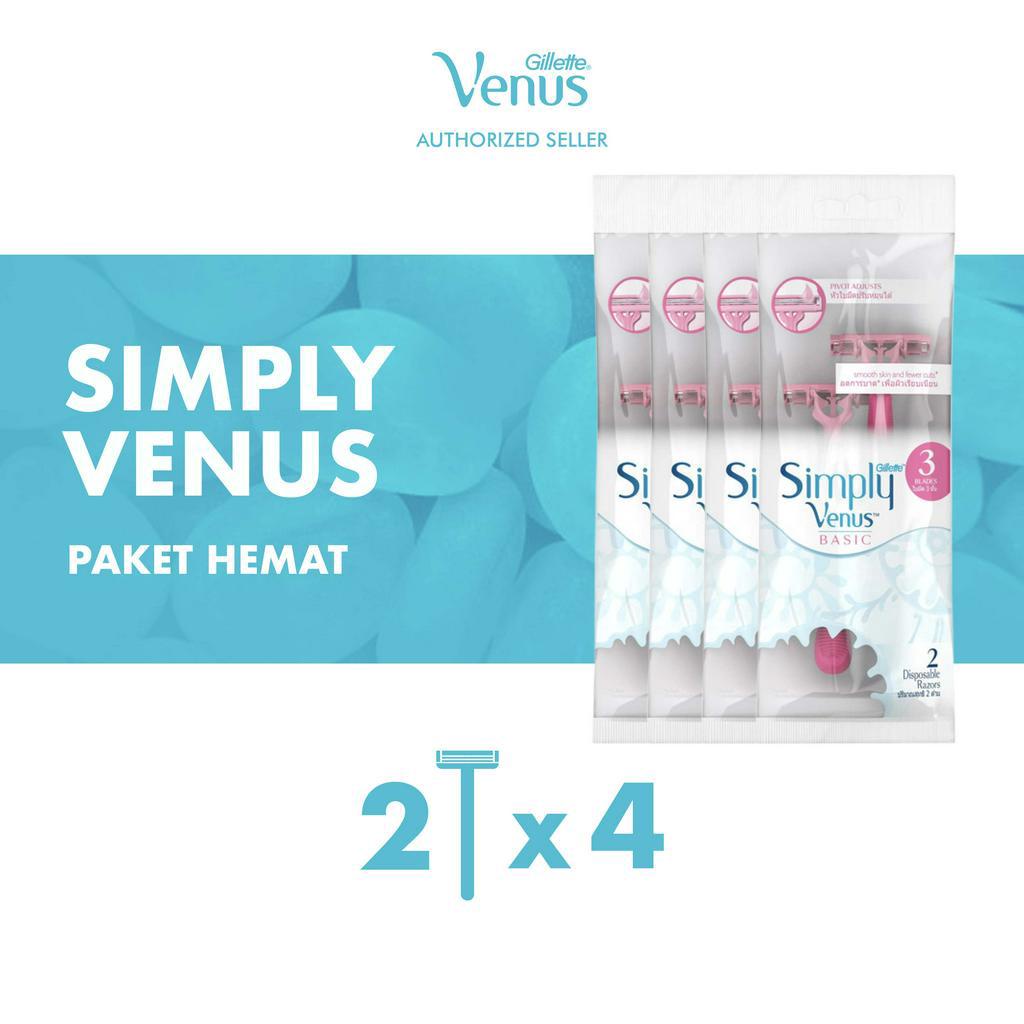 Gillette Venus Alat Cukur Wanita Simply Venus Basic Isi 2 Razor Pisau Cukur Paket Isi 4 Pack