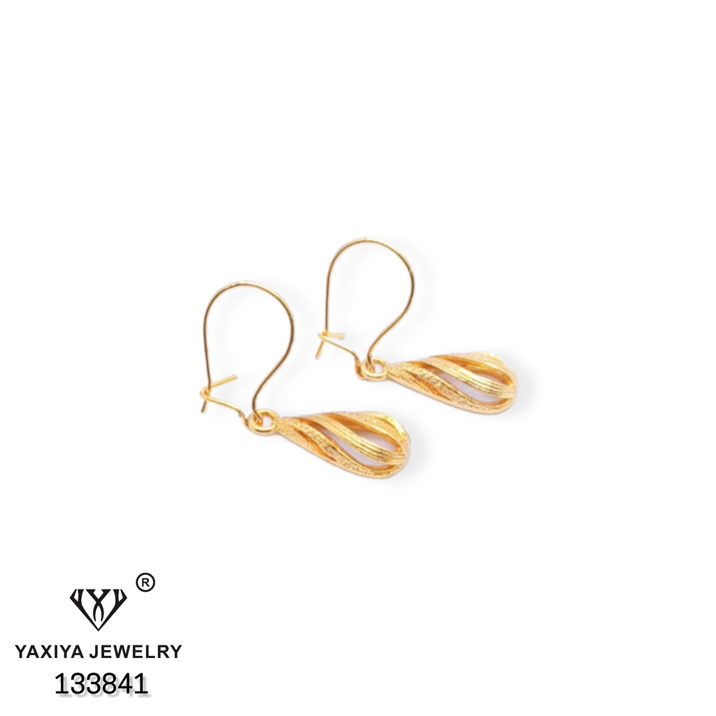 Yaxiya Anting Wanita Gantung Polos Tetes Air Perhiasan 18k 344-1