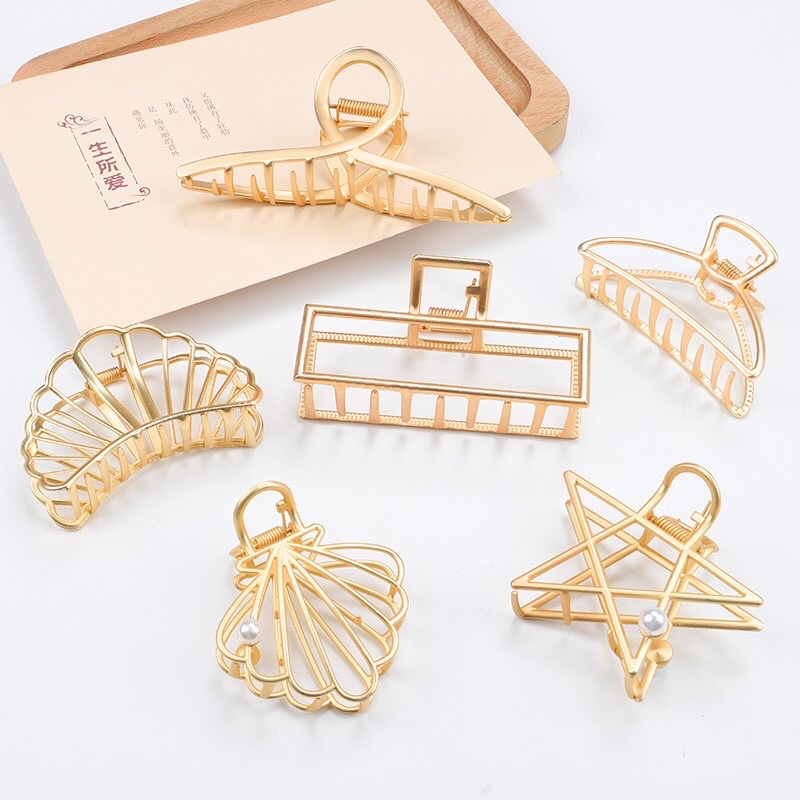 Jepit Rambut Metal Korea -Hair Pin Bentuk Unik Metalik - Jepit Rambut Elegan Gold