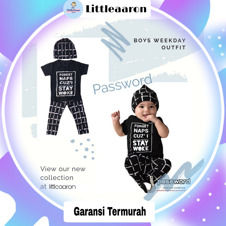 LittleAaron PASSWORD NAPS STAY OK Setelan Anak 1 - 7 Tahun Baju Anak Berkualitas