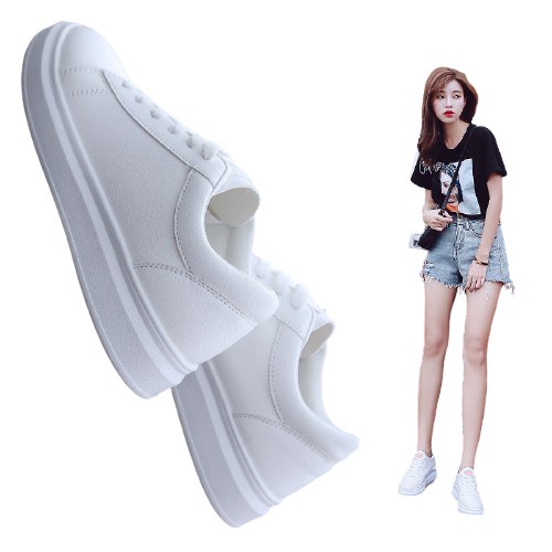 Sepatu Sneakers Wanita Full White &amp; Black