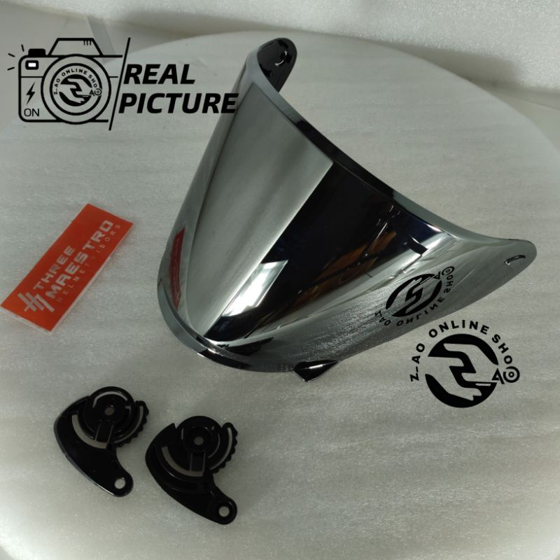 Kaca NHK R6  FLAT | Datar visor bisa dipasang anti fog dan Tear Off Original Three Maestro Kuat hemat murah kualitas eksport anti pecah putih smoke iridium TM1