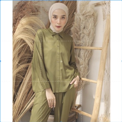 ONE SET MOTIF POLOS/ SETELAN RAYON VISCOSE MOTIF POLOS/SETCEL KEKINIAN/SETELAN WANITA TERBARU/DNILYA-ARMY
