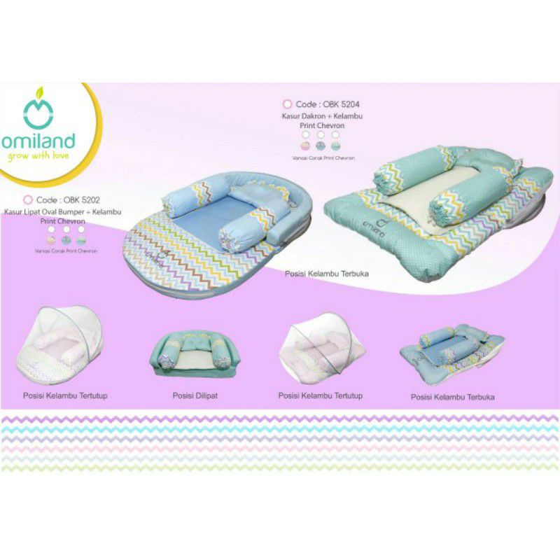 NEW PRODUK!! Omiland Kasur Bayi Dakron + Kelambu Print Chevron OBK5204