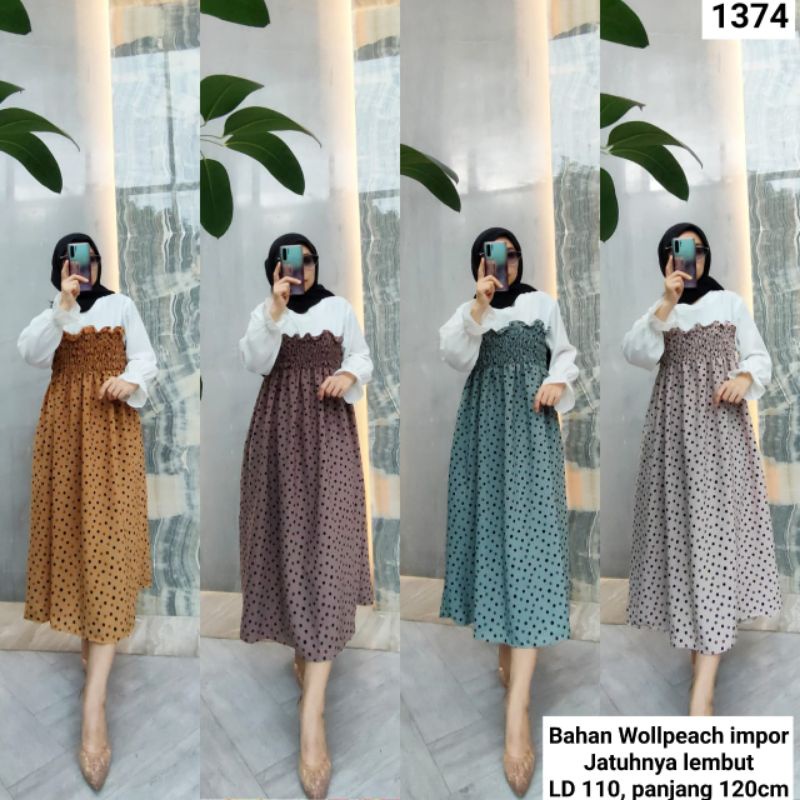 Midi Dress Polkadot Smoke Import