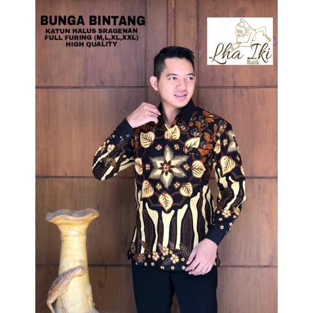 KEMEJA BATIK LENGAN PANJANG MOTIF BUNGA BINTANG