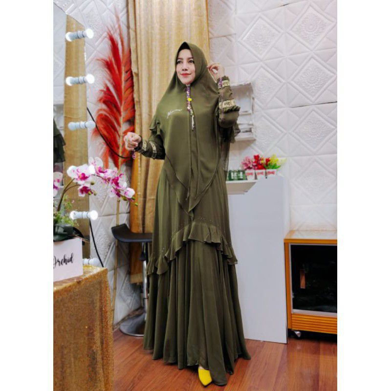 ready siap kirim gamis syar'i DRESS Belgin premium syar'i syari SET Original ORI By : Yodizein Syari