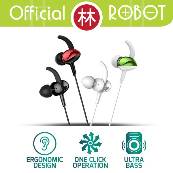 Robot RE801 Headset Wired Earphone Ergonomic In-Ear Bass Android iPhone