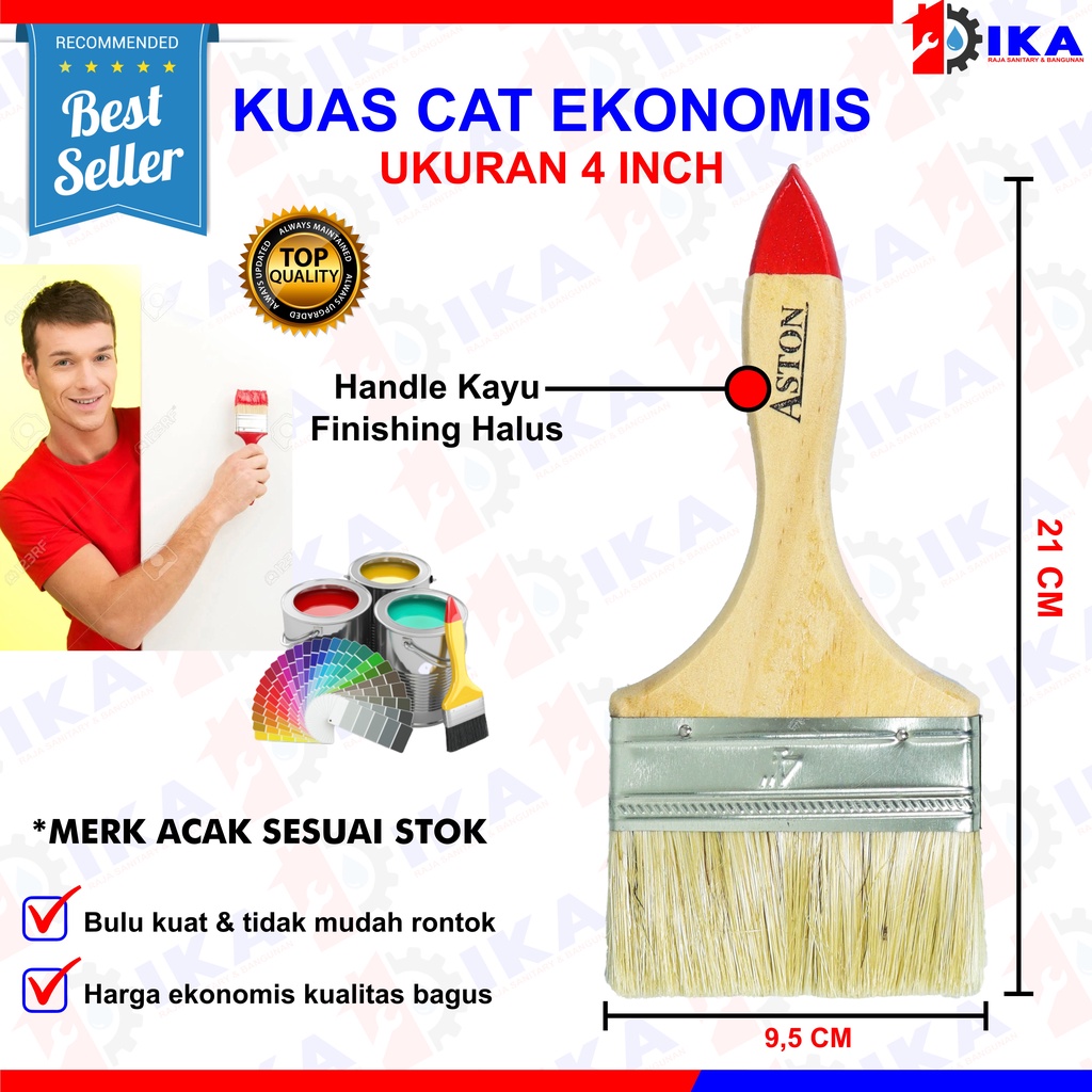 Kuas Cat Serbaguna Gagang Kayu - High Quality / Kuas Cat 1inch 2inch 3inch 4inch Alat Kuas kayu Cat Tembok Paint Brush / Kuas Cat SATUAN Gagang Kayu Ukuran 1&quot; /1.5&quot;/ 2&quot;/ 2.5&quot;/ 3&quot;/ 4&quot;