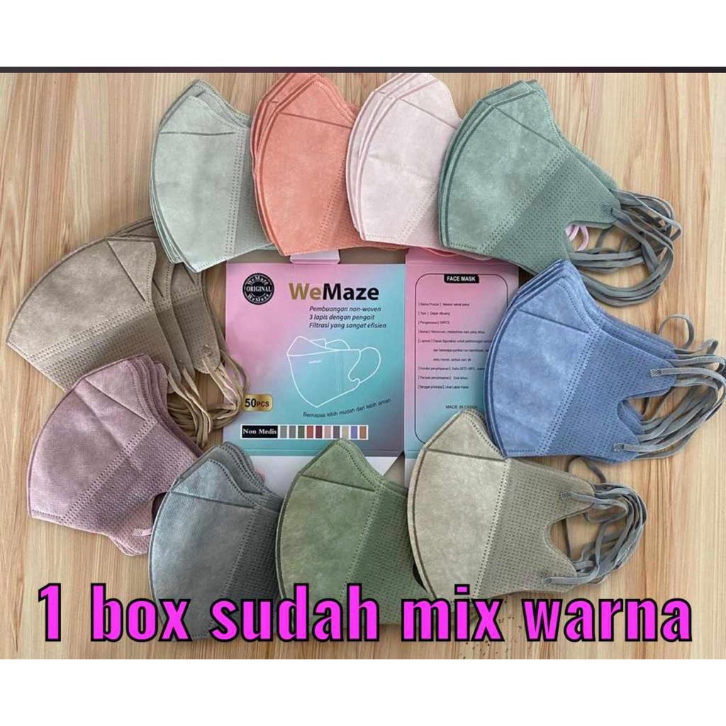 MASKER DUCKBILL CAREION FACEMASK WARNA ISI 50PC-DB MIX WEMASK 50PC