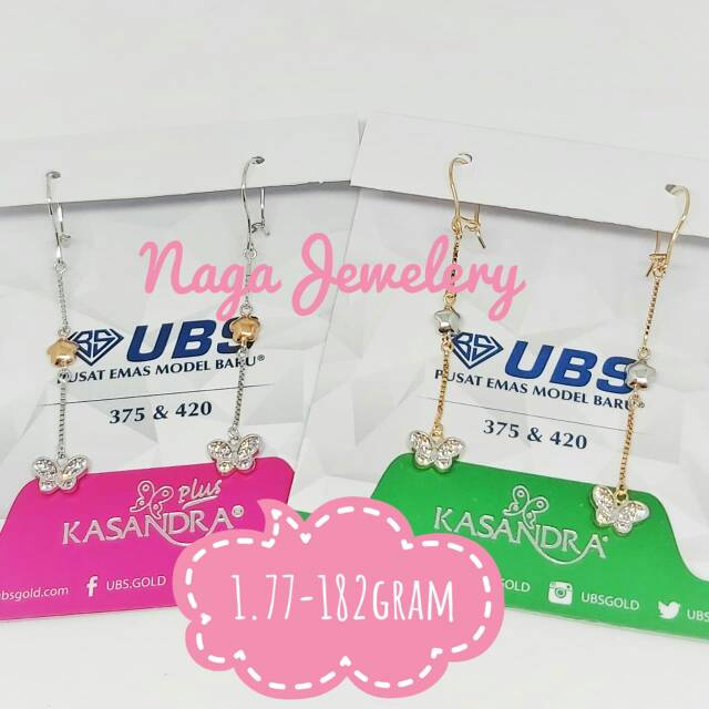 ANTING KOREA PANJANG KUPU VARIASI ~UBS KUNING PUTIH EMAS KADAR 375
