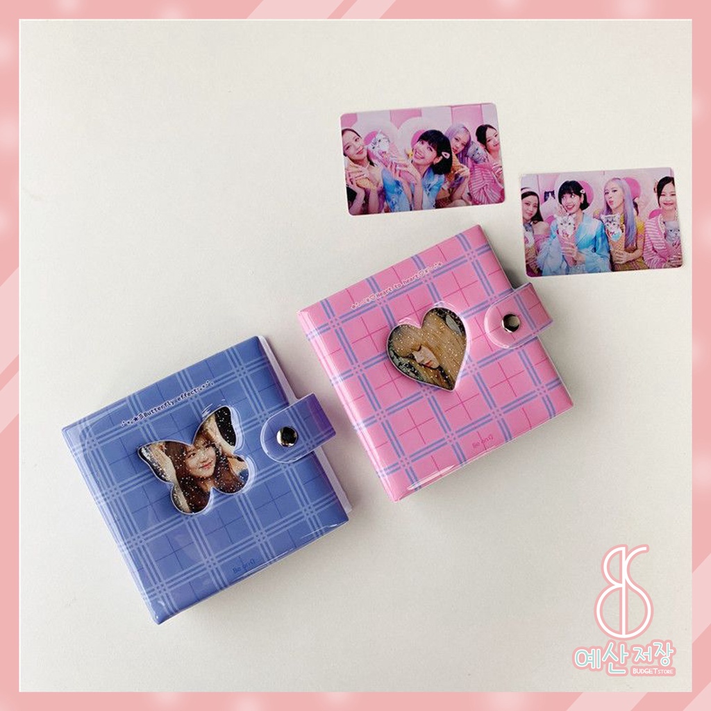 [BS] BISA COD Tempat Lomo Card Grid Love Pink Butterfly Album Foto 40slot BTS BT21 Ins Polaroid - KP9158