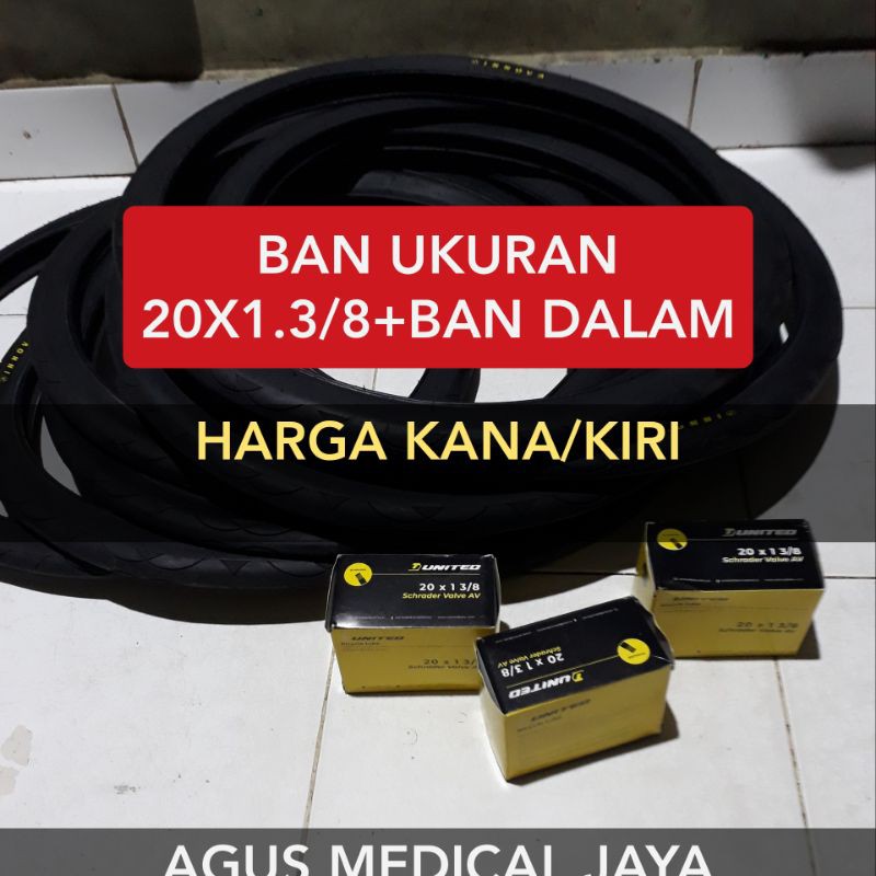 ban kursi roda luar + dalam(20x1.3/8+ban dalam)harga sepasang