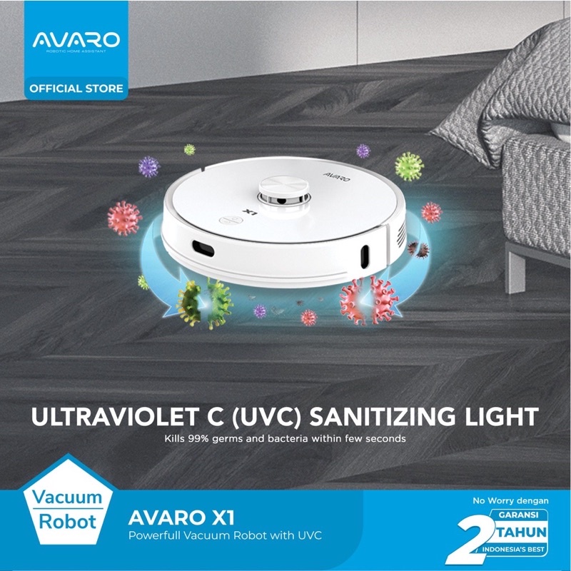 Robot Vacuum Cleaner Avaro X1 Sapu Pel Vakum with Auto Empty Station