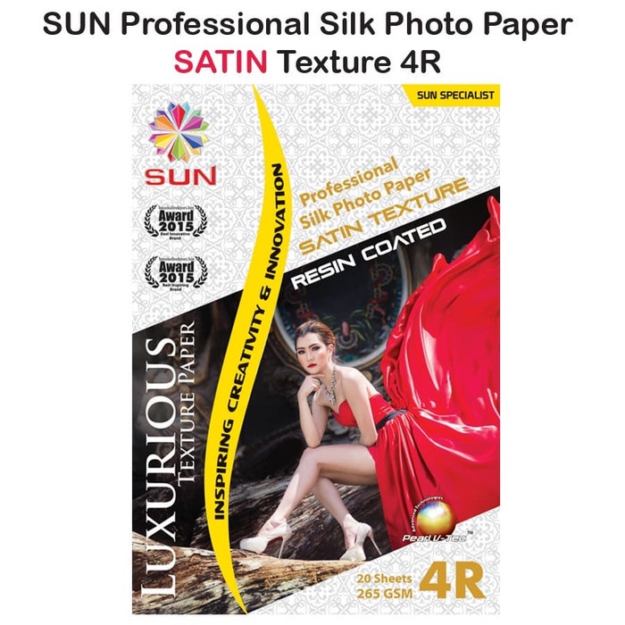 Kertas Foto Glossy / Silky A6 4R 5R Texture - SUN Professional Silk Photo Paper 265 4R, A6 , 5R - Motif Glossy, Pearl, Satin, Canvas