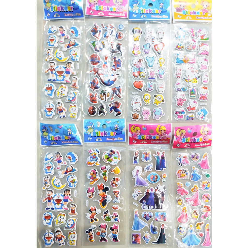 

STICKER ANAK KARAKTER BT21 PRINCESS FROZEN DORAEMON KITTY MICKEY SPIDERMAN MURAH