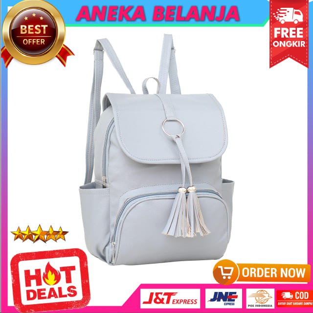 Tas Ransel Wanita Kekinian Model Zerita Warna Grey Tas Cewek Cocok Untuk Hangout Multifungsi Ekonomis