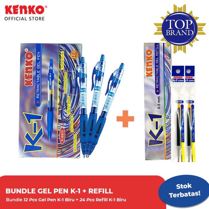 

[COD] Paket Bundle 1 Lusin Gel Pen K-1 Biru + 2 Lusin Refill K-1 Biru Kenko CUCI GUDANG Kode 1030