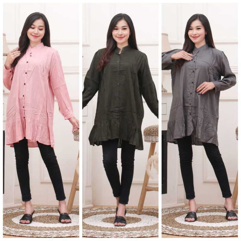 SORA BLOUSE/MAUDY SHIRT, RAYON PREMIUM LD ±110cm/KEMEJA SHANGHAI POLOS/KEMEJA BASIC RAYON CRINKLE