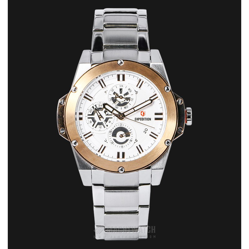 Expedition E 6696 BF BTRSL Ladies Sport White Dial Stainless Steel Watch