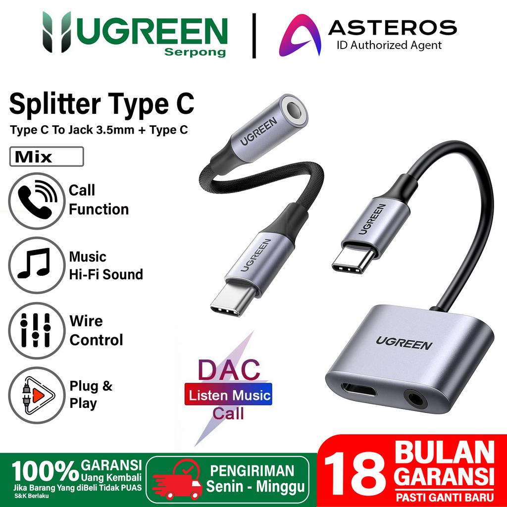 UGREEN Audio Converter Splitter DAC Type C To Jack 3.5Mm Open Mic Charging