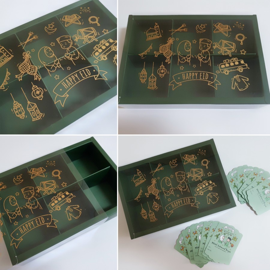 

Kotak / Box Kue Idul Fitri / Lebaran Sekat 6 Tutup Mika (Per 5 Pcs)