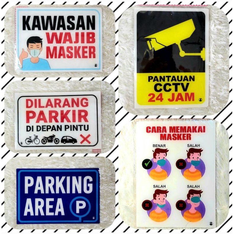 

Label Akrilik/Acrylic TITIK KUMPUL/PANTAUAN CCTV/DILARANG PARKIR DIDEPAN PINTU/PARKING AREA