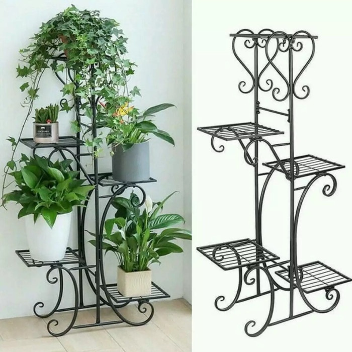 rak besi tanaman hias pot 5 susun / setanding rak pot besi