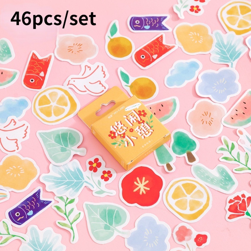 46pcs/set Creative Self-adhesive Stickers Hand Account Diy Decorative Sealing Stickers Stationery