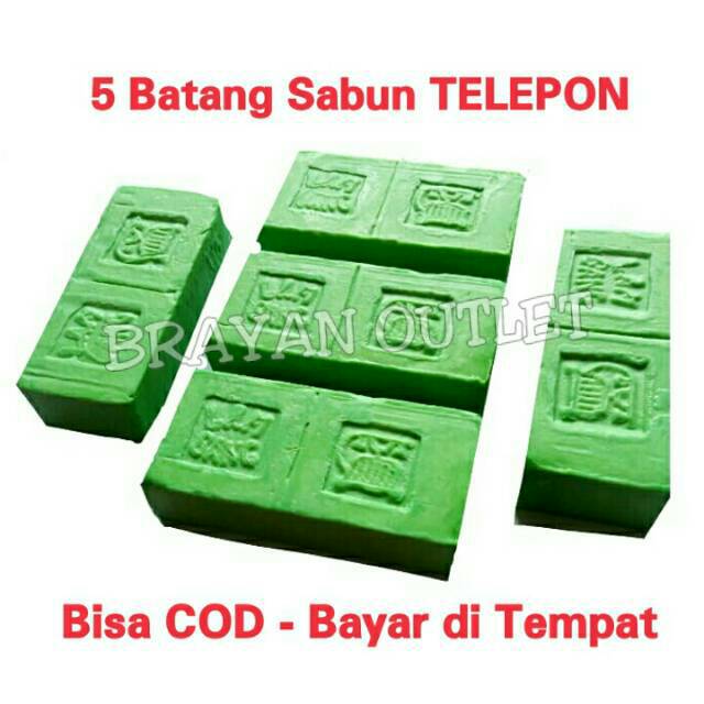Sabun Cuci Batangan Cap Telepon per 5 Batang Pembersih Baju Pakaian Alat Makan Masak Jerawat Kutu