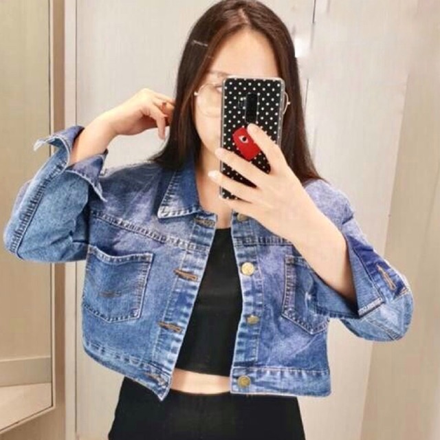 Jaket levis wanita crop denim//Jaket jeans crop sexy