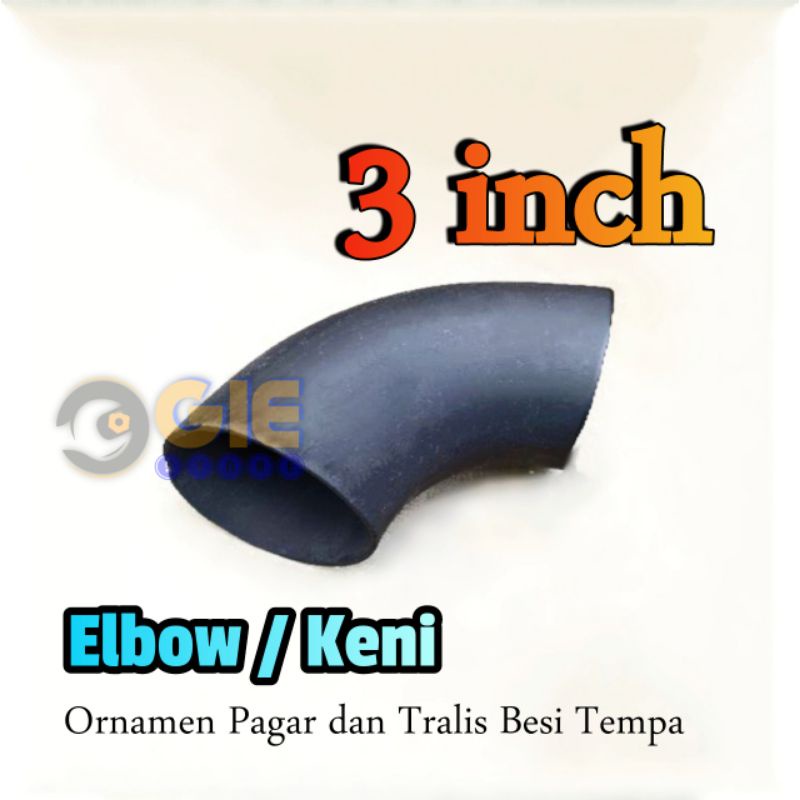 Elbow Keni elbo besi pipa 3 inch in Ornamen Pagar dan Tralis besi