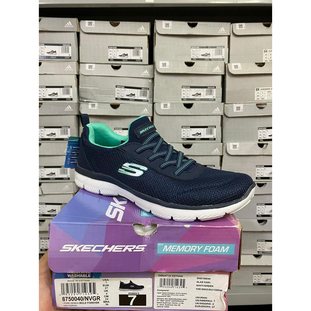 Skechers Pure Genius - Bold Forever Navy Green 8750040/NVGR Women's Shoes Original