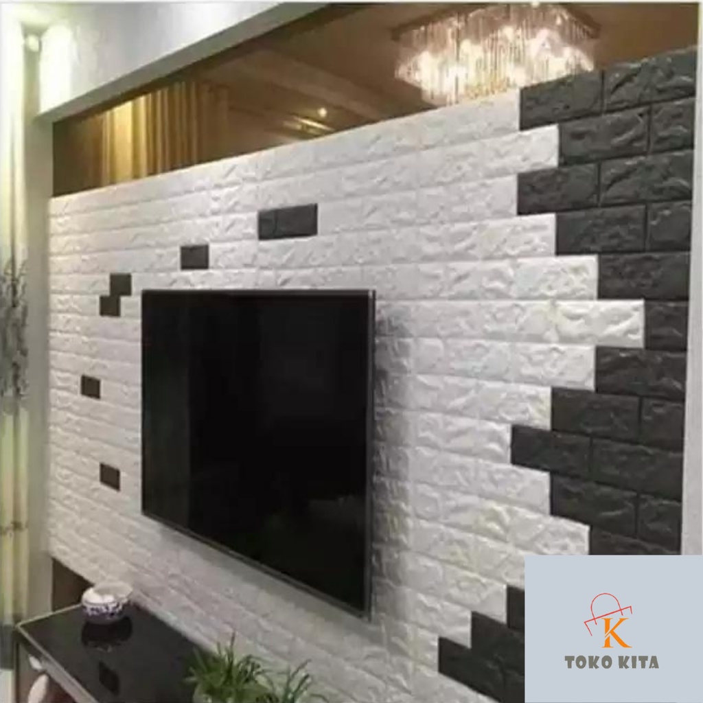 Wallpaper 3D Foam Motif Batu Bata Mural / Corak , Polos, Anak 70X77 Wall Sticker Interior Tebal 3mm-2