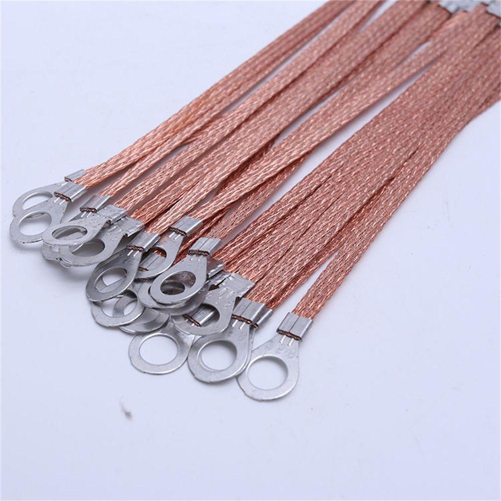 Populer 100Pcs Sambungan Jembatan Kawat Arde 100 Pcs Braided Grounding Cable Soft Sambungan Lubang Tembaga Clad Aluminium