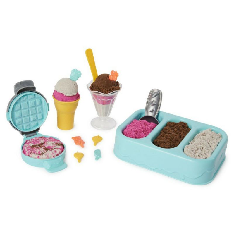 Kinetic Sand Scents, Ice Cream Treats Playset with 3 Colors of All-Natural Scented Sand and 6 Serving Tools