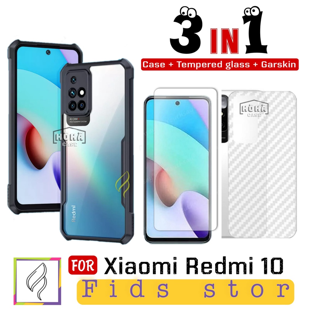 PROMO 3in1 Case XIAOMI Redmi 10 Case Fusion Xundd + Tempered Glass Full Layar + Garskin