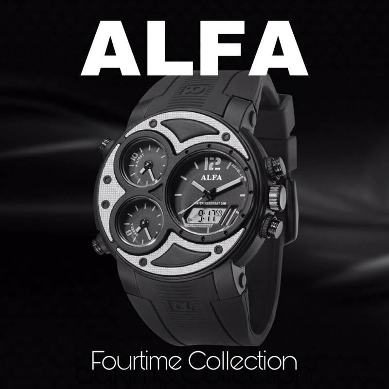 ALFA JAM TANGAN PRIA FOURTIME KARET TAHAN AIR ORIGINAL HITAM 880047