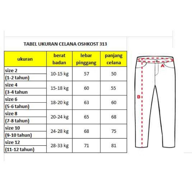 CELANA ANAK JEANS  Stret OSKOSH  SIZE 1-12 TAHUN amriat