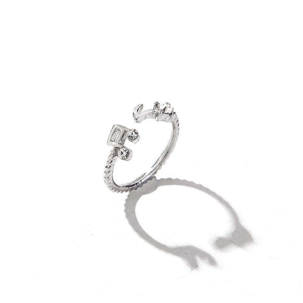 Cincin Desain Bunga Note Musik Warna Emas Silver Untuk Wanita
