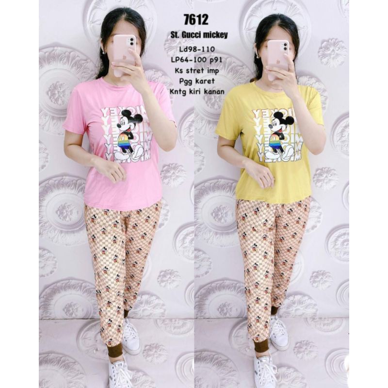 SETELAN GUCCI MICKEY 7612 / SETELAN IMPORT / SETELAN WANITA