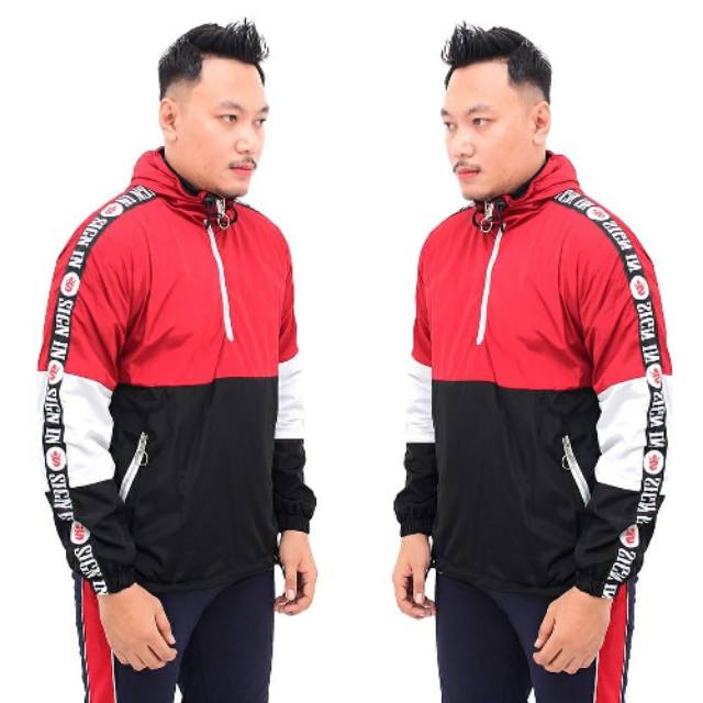 Jaket cougle merah hitam