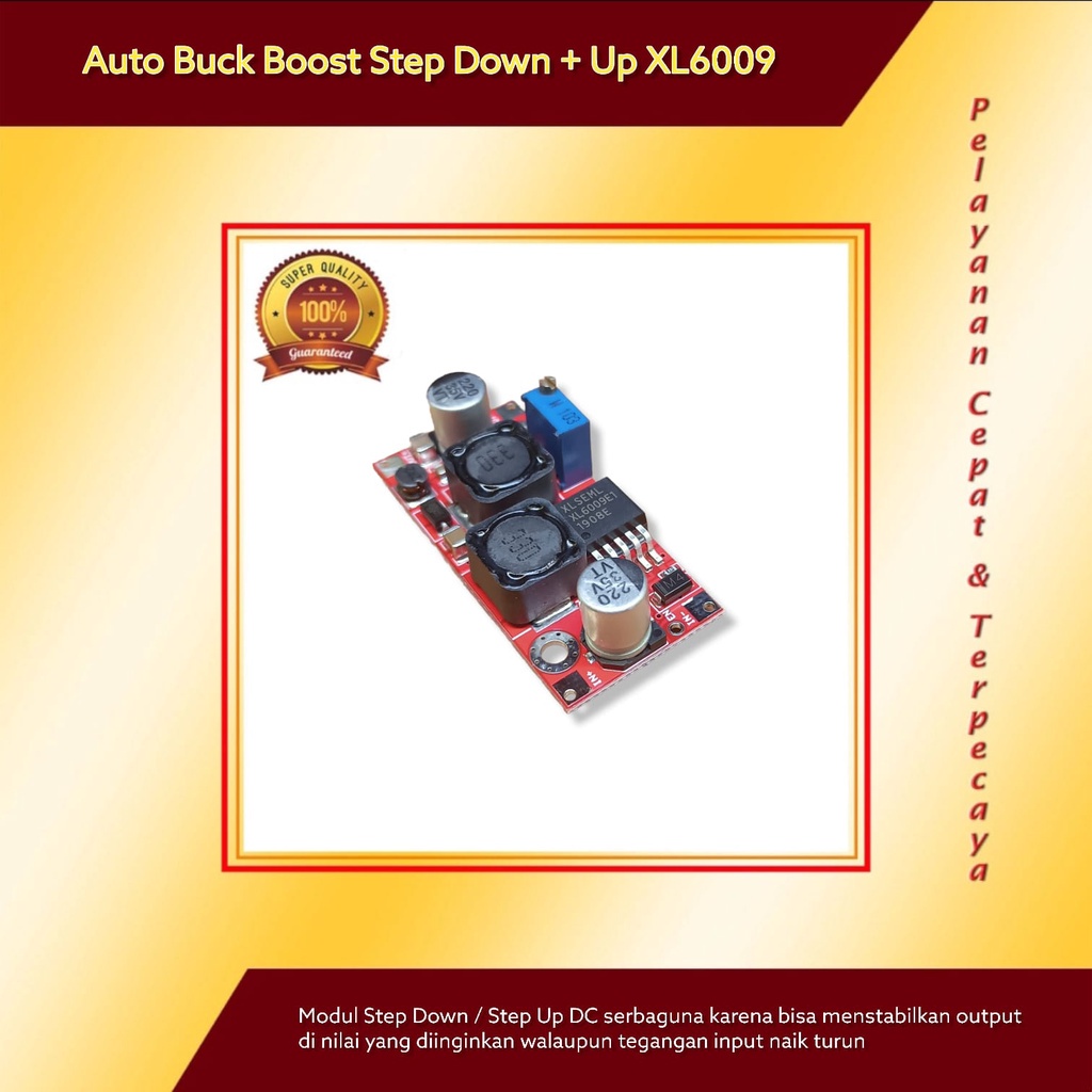 Red Auto Buck Boost Step Down Step Up XL6009 Converter