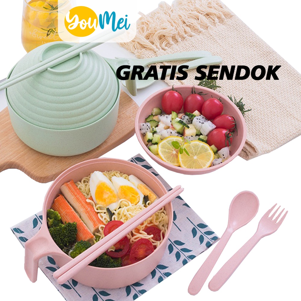 4 Pcs Set Mangkok Bubur / Sop Makan Anak Free Sendok / Garpu / Sumpit / Mangkuk Sup / Manguk Makan Anak Set Dengan Alat Makan  BPA Free - 1204